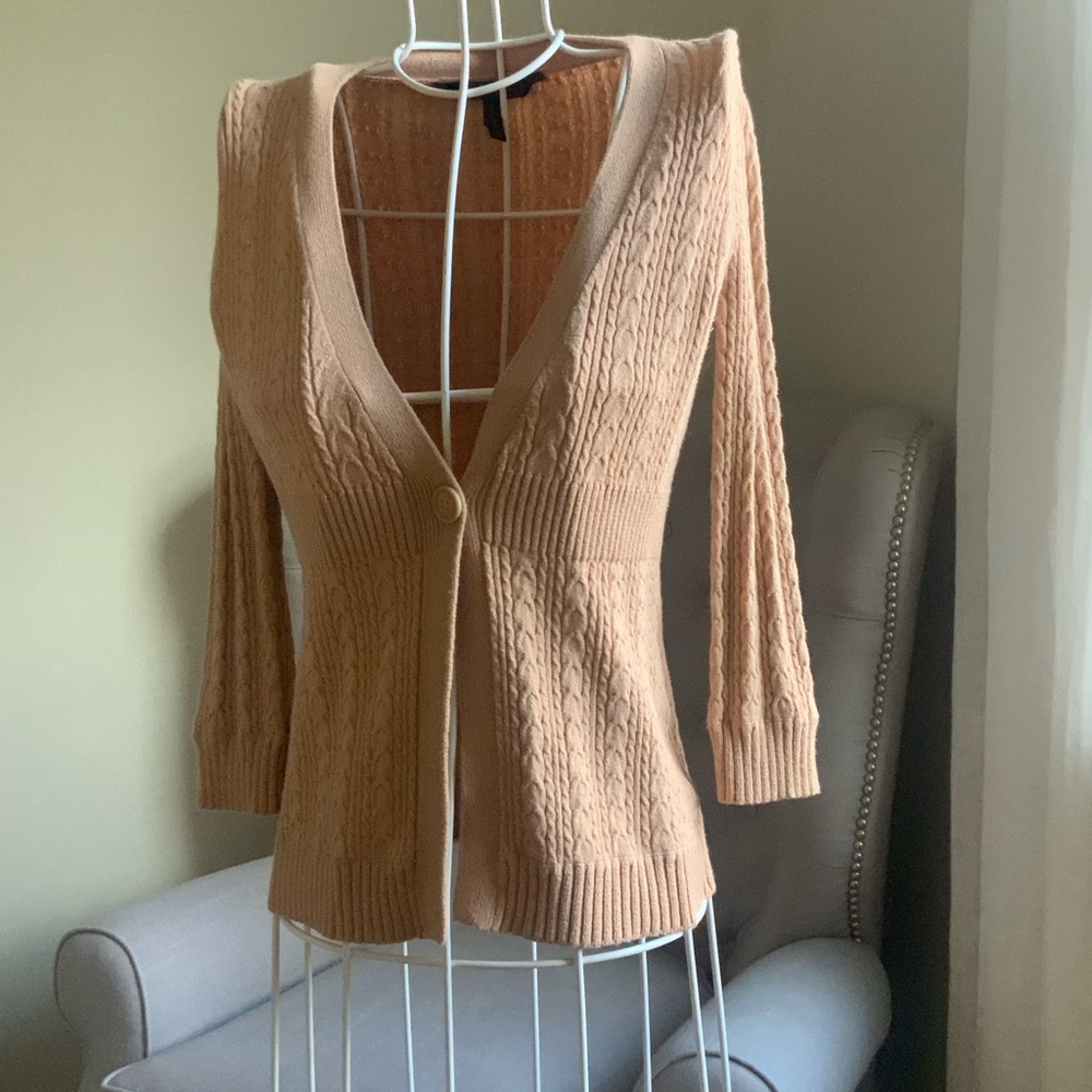 Women's Tan Cable Knit Sweater BCBG size S/M